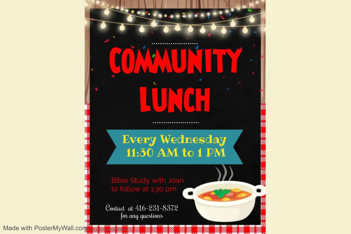 Community Lunch Wednesdays 11:30-1 starts Feb 7