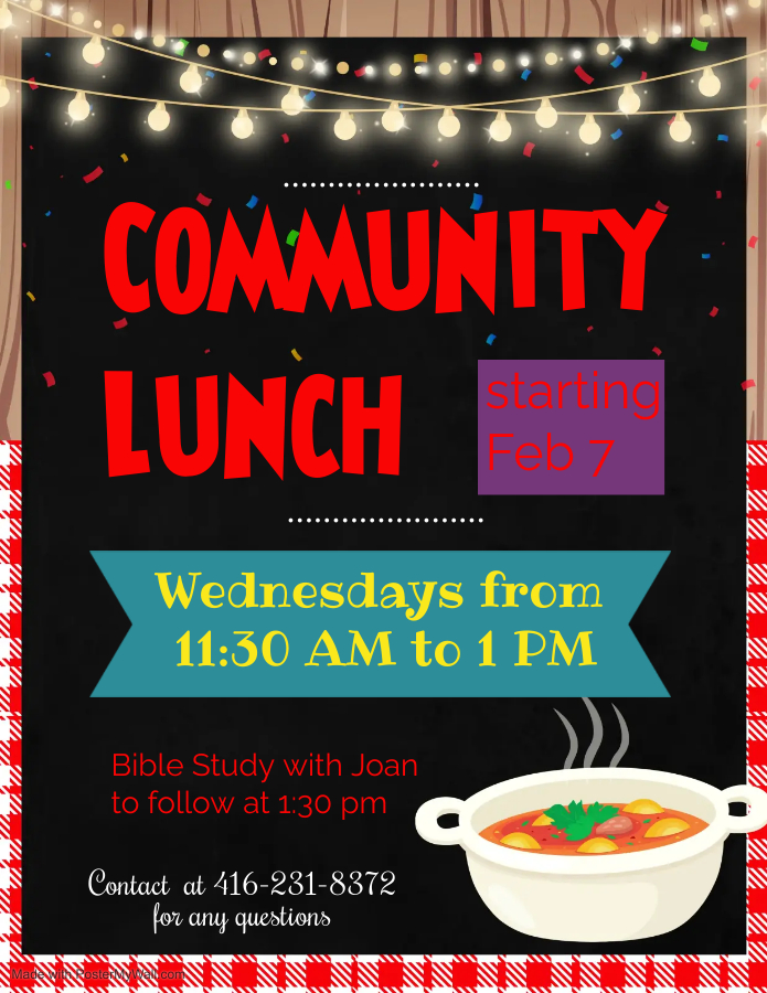 Community Lunch Wednesdays 11:30-1 Starts Feb 7